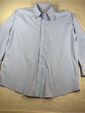 Brooks Brothers 1818 Regular Fit Blue Striped Long Sleeve Button Down Shirt 16.5